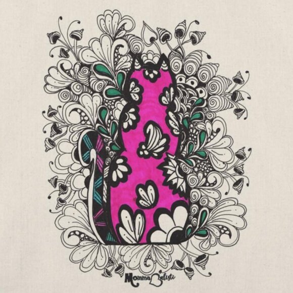 Single Cat Small Tote Bag by Momma Balisti - Reusable Canvas Bag @MommaBalisti - Picture 1 of 4